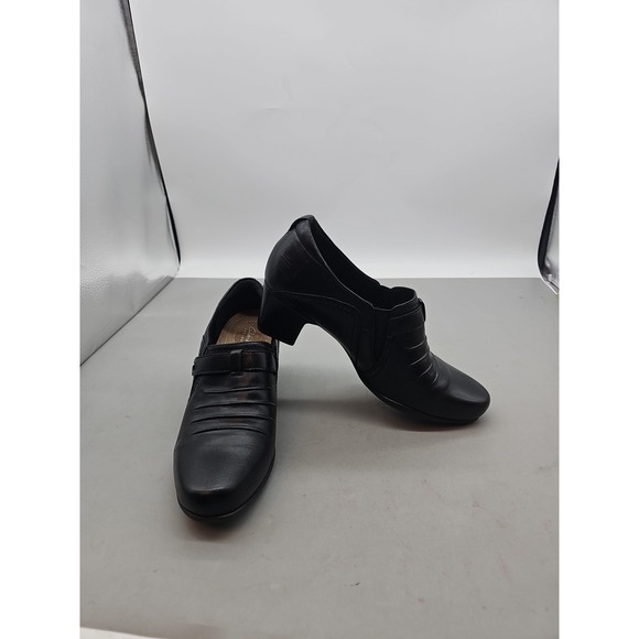 Clarks Shoes - Womens Clarks Rosalyn Nicole Black 7.5 D Comfort Bootie Block Heel